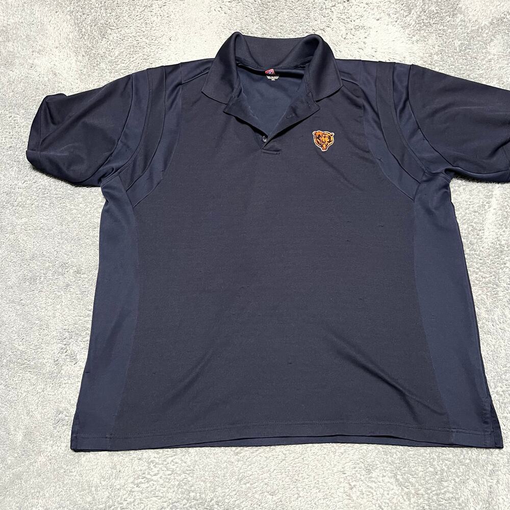 NFL Bears Polo Shirt Mens XXL Performance Navy Blue *flaws